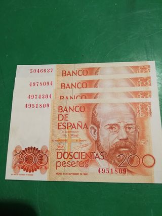 Billetes antiguos españoles 200 pesetas 1980