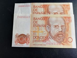 Billetes antiguos españoles 200 pesetas 1980