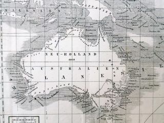 1840 ANTIGUO MAPA DE MELANESIA, AUSTRALIA, NUEVA Z