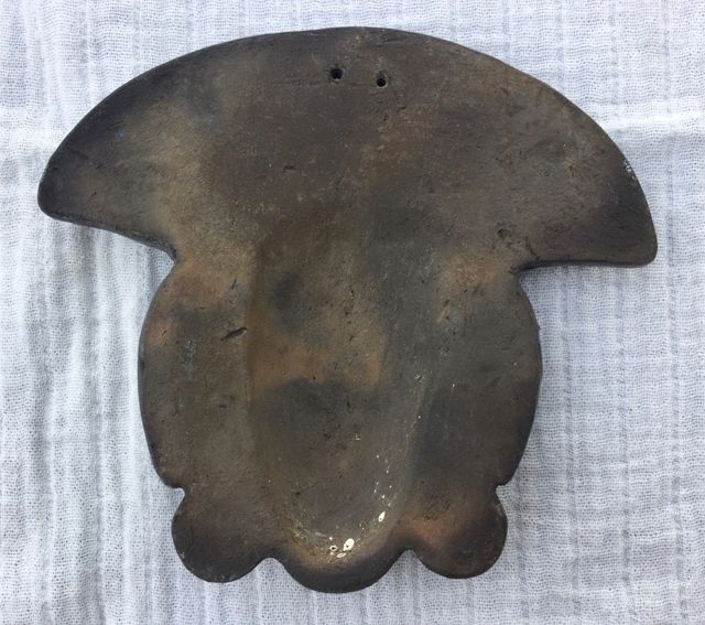 Set di 2 maschere Maya in terracotta nera