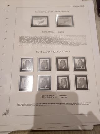 Hojas de album de sellos España.