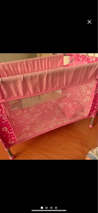Cuna Barbie plegable,con almohada, mantita y bolsa