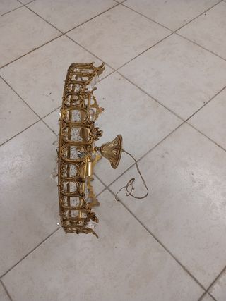 Lámpara cristales y bronce techo