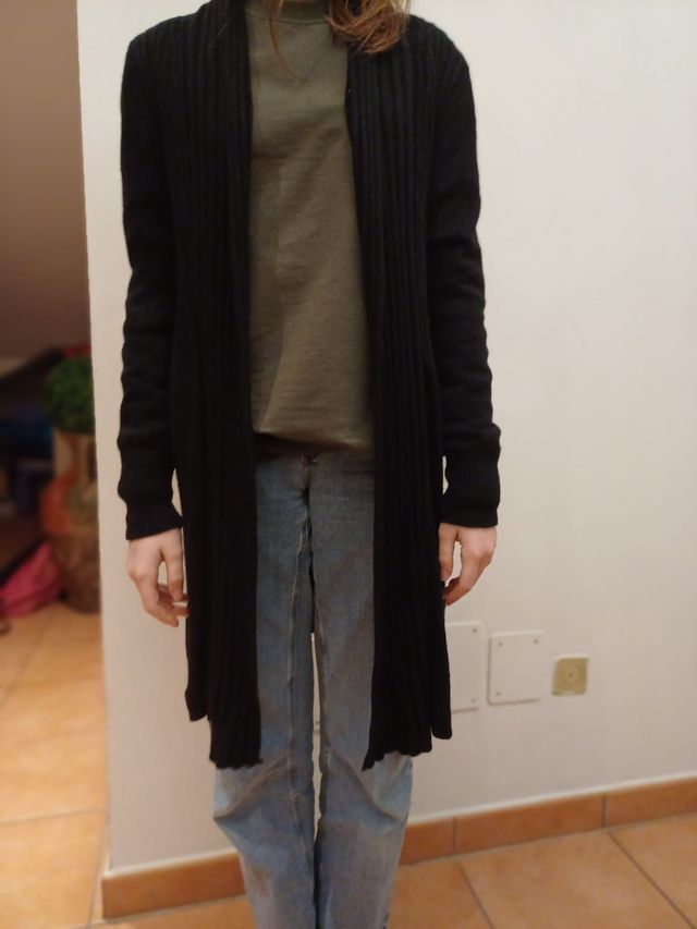 Cardigan lungo nero taglia L