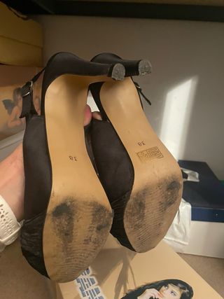 Zapatos de fiesta de raso negro T.38