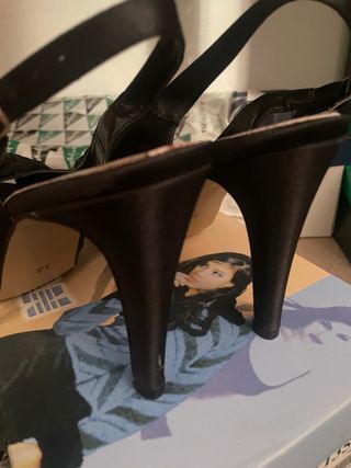 Zapatos de fiesta de raso negro T.38