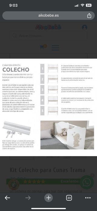 kit cuna colecho mas extension de cuna