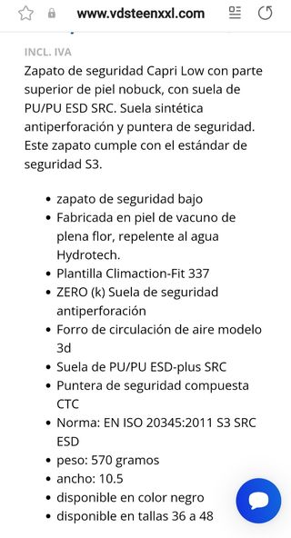 Zapato seguridad talla 36