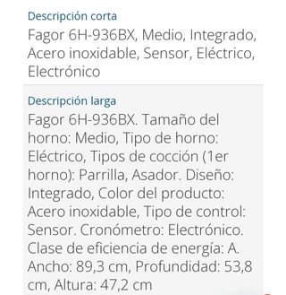 Horno de 90cm. Fagor