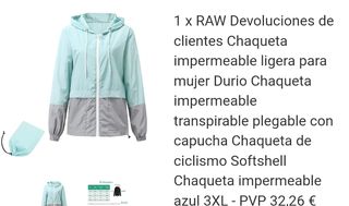Durio Chaqueta Lluvia Ligera Mujer Impermeable