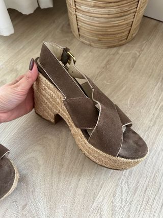 Sandalias marrones esparto, piel y ante BimbayLola