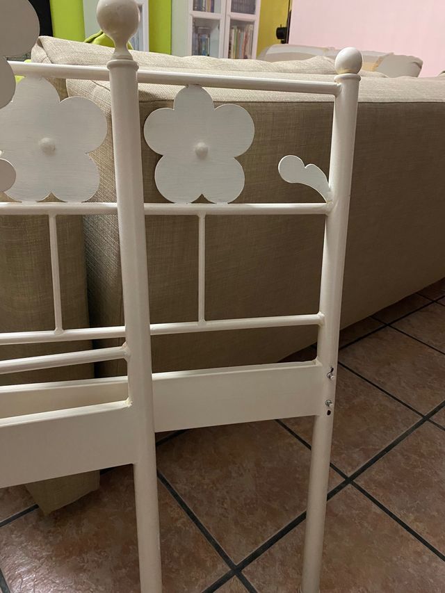 cama hierro infantil color marfil