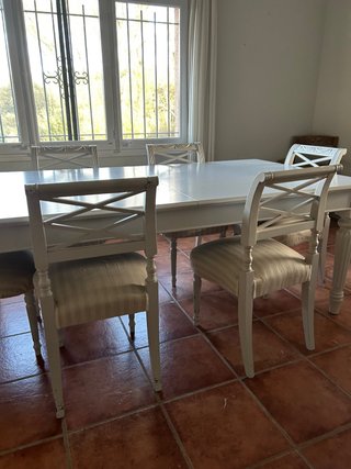 Mesa comedor y sillas de caoba maciza