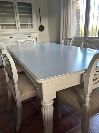 Mesa comedor y sillas de caoba maciza