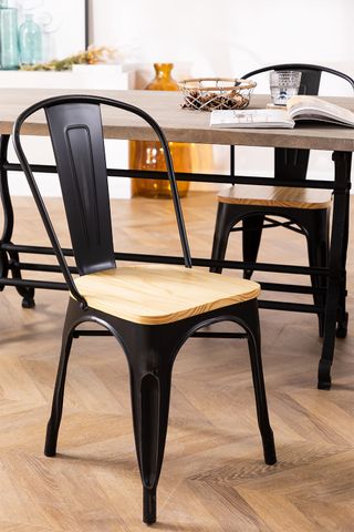 4 Sillas SKLUM Lix vintage madera negro mate