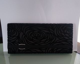Bolso cartera mujer terciopelo negro 
