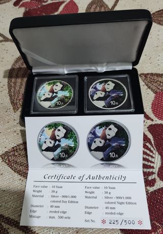 Monedas onzas plata color panda 2023