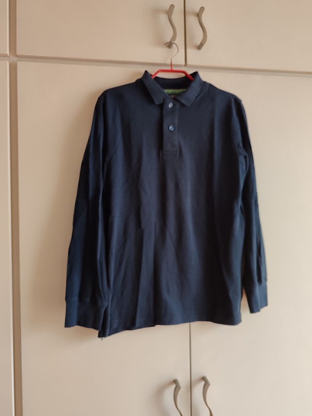 Polo manga larga jersei azul marino zara 13-14 /S