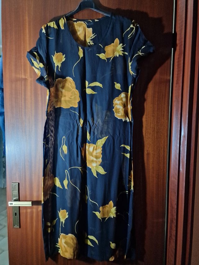 Vestito trasparente Blu con fiori gialli