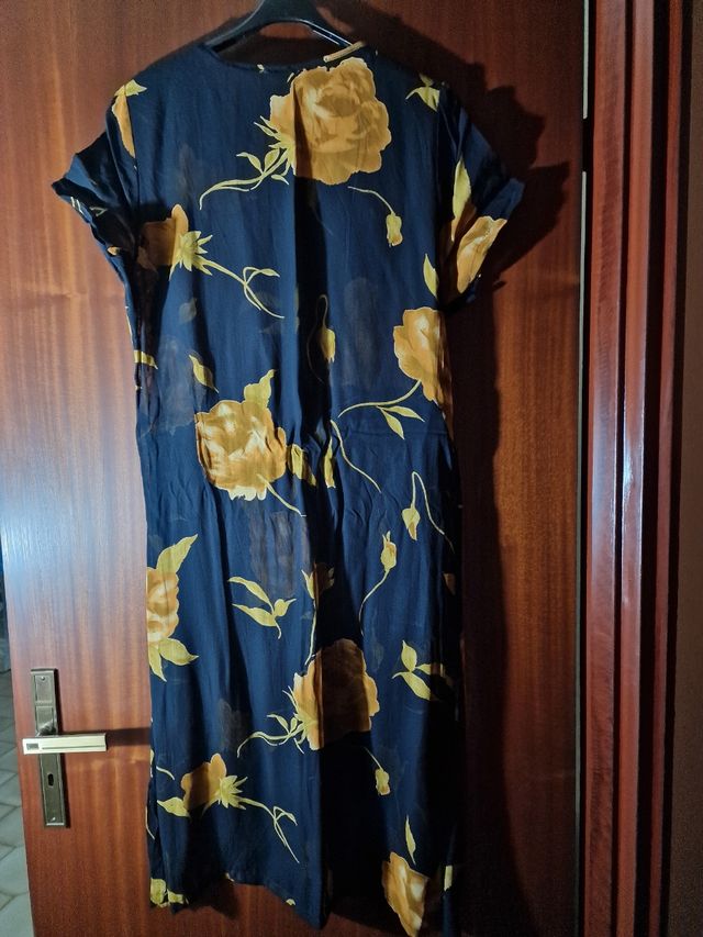 Vestito trasparente Blu con fiori gialli