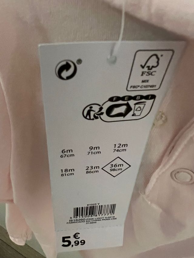 Camiseta Rosa Talla 36 meses