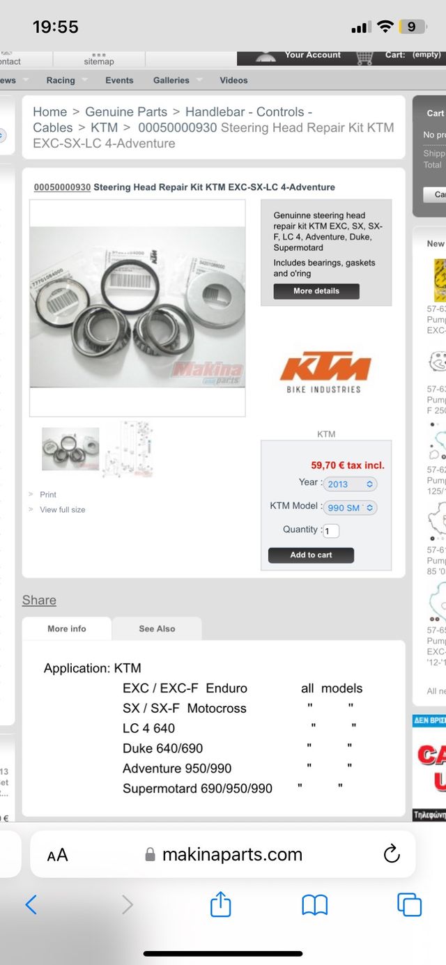 kit reparacion direccion ktm/gas gas/husaberg