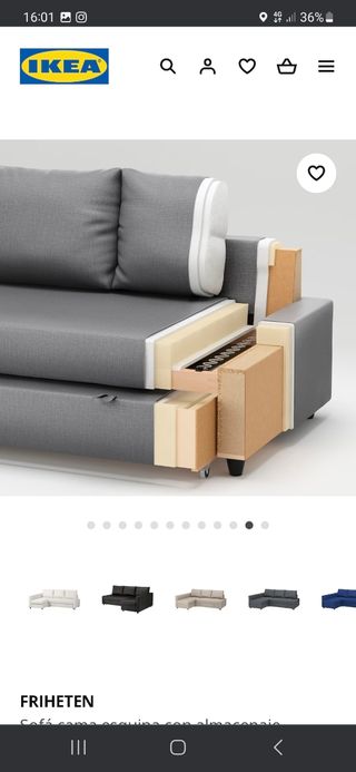 Sofá cama 3 plazas con almacenaje.