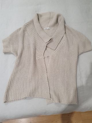chaqueta chaleco punto oversize beige