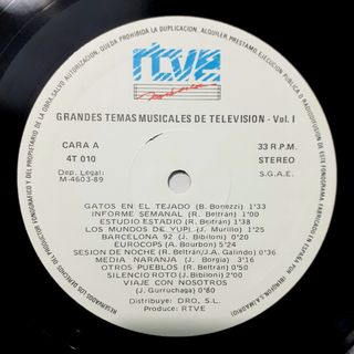 LP Vinilo GRANDES TEMAS MUSICALES DE TELEVISIÓN #1