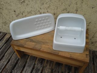 jabonera y porta rollos higiénico cerámica antiguo