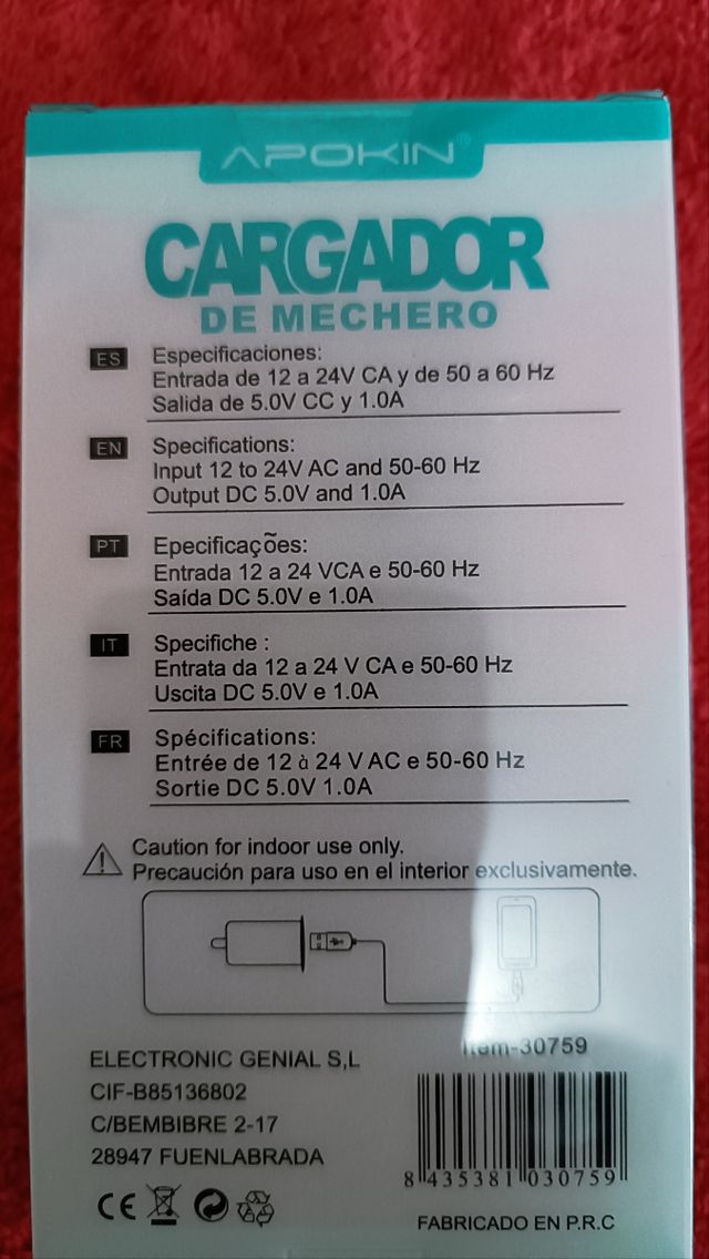 Cargador de Mechero