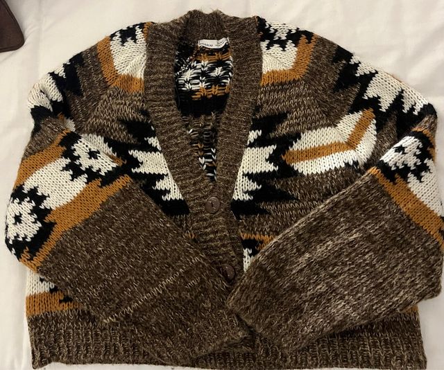 chaqueta pull&bear de punto marrón talla s SIN USO