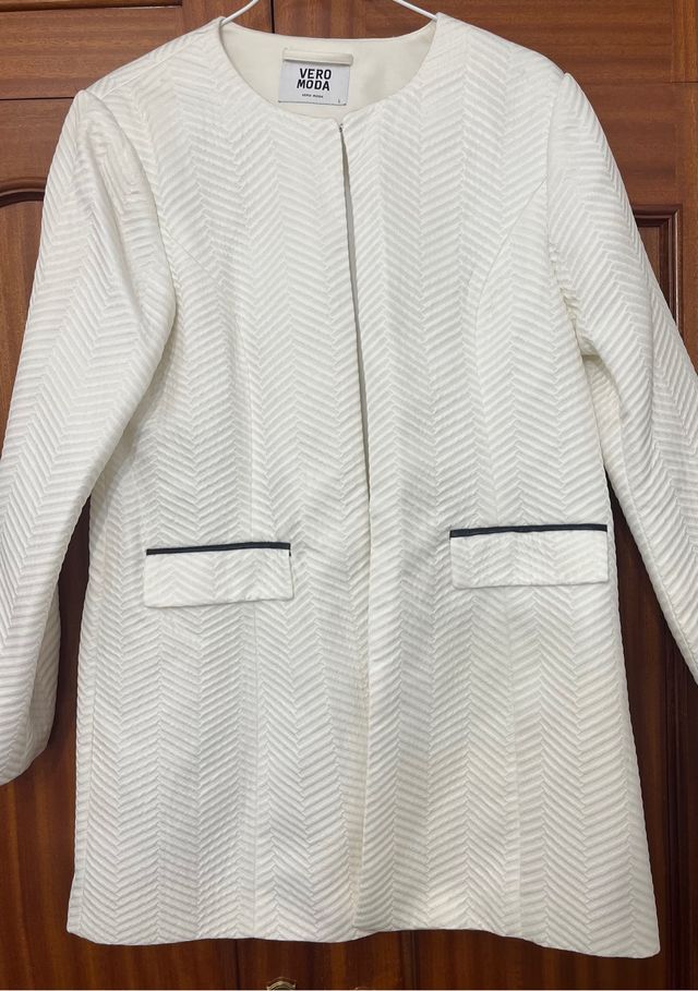 abrigo verano vero moda blanco talla l