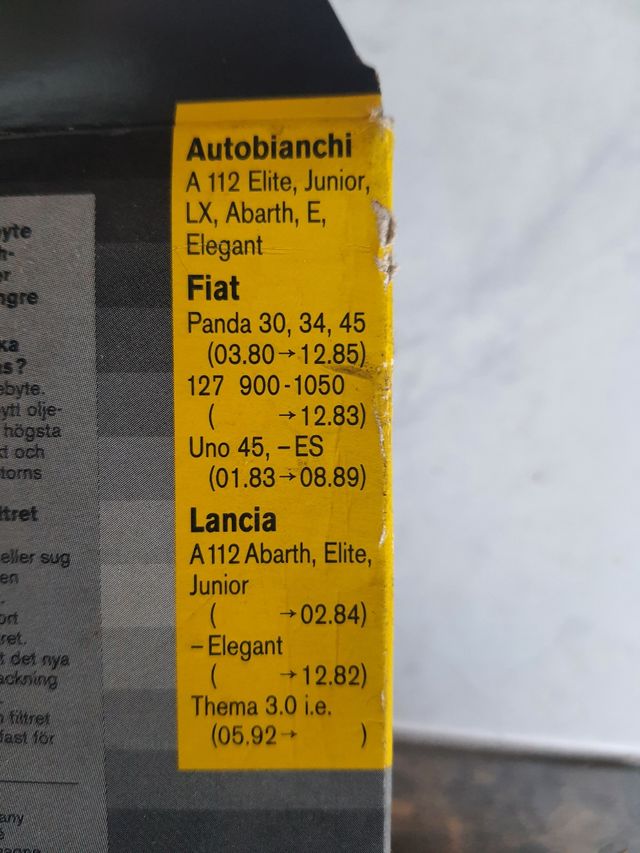 Filtro olio e aria per Fiat Uno 1.1 del