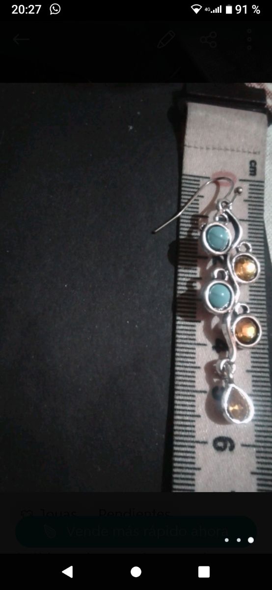 Pendientes con piedra ámbar y azul