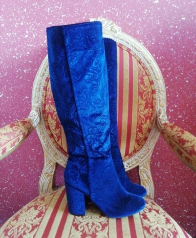 BOTAS NUEVAS N38 ALTAS AZULES TERCIOPELO