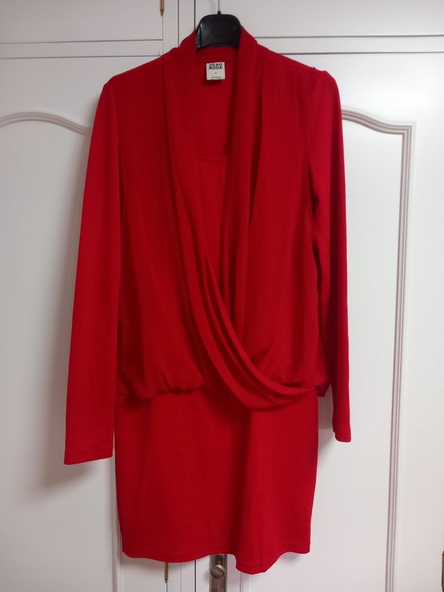 Vestido Rojo textil combinado