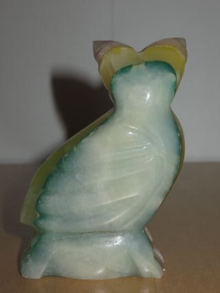 Par búhos artesanía piedra tallada ágata mármol