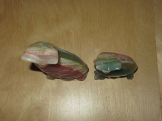 Par búhos artesanía piedra tallada ágata mármol