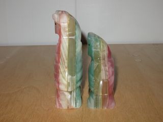 Par búhos artesanía piedra tallada ágata mármol