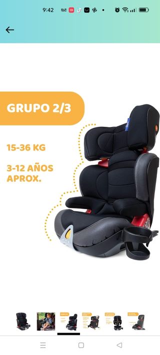 Silla como nueva auto chico Oasys evo plus jetblac