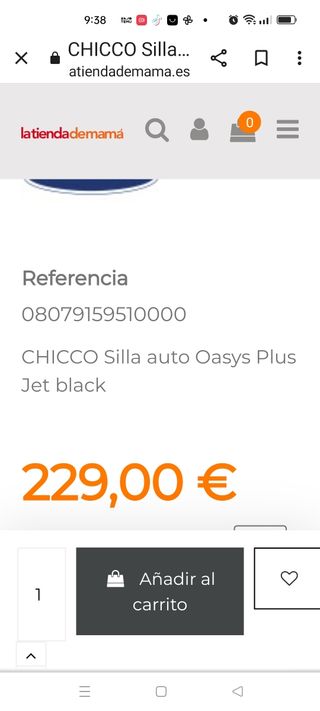 Silla como nueva auto chico Oasys evo plus jetblac