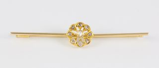 Broche antiguo en oro amarillo 18k y brillantes