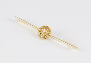 Broche antiguo en oro amarillo 18k y brillantes