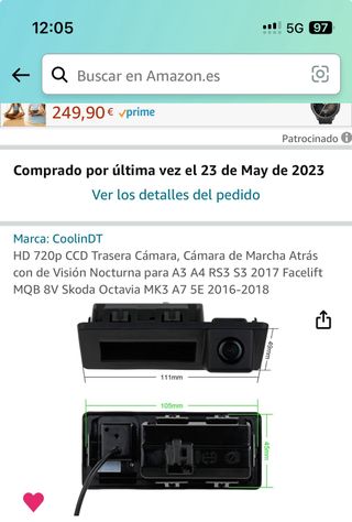camara trasera audi a3