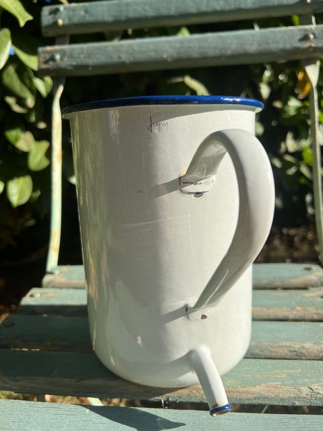 JARRA METAL ESMALTADO BLANCO FRANCES