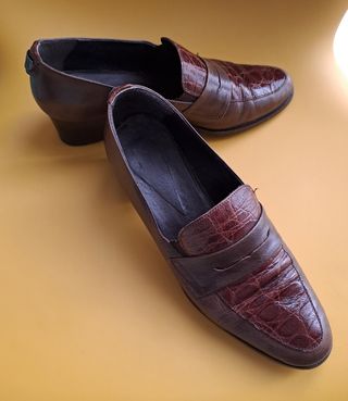 Mocasines marrones mujer con tacón