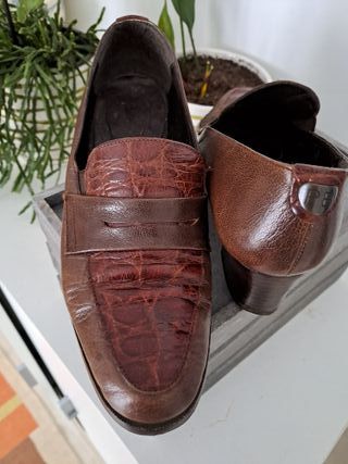 Mocasines marrones mujer con tacón