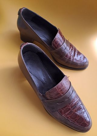 Mocasines marrones mujer con tacón