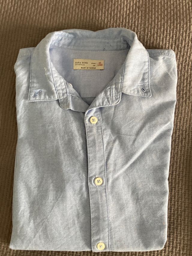 Camisa Oxford niño talla 10 azul de Zara 